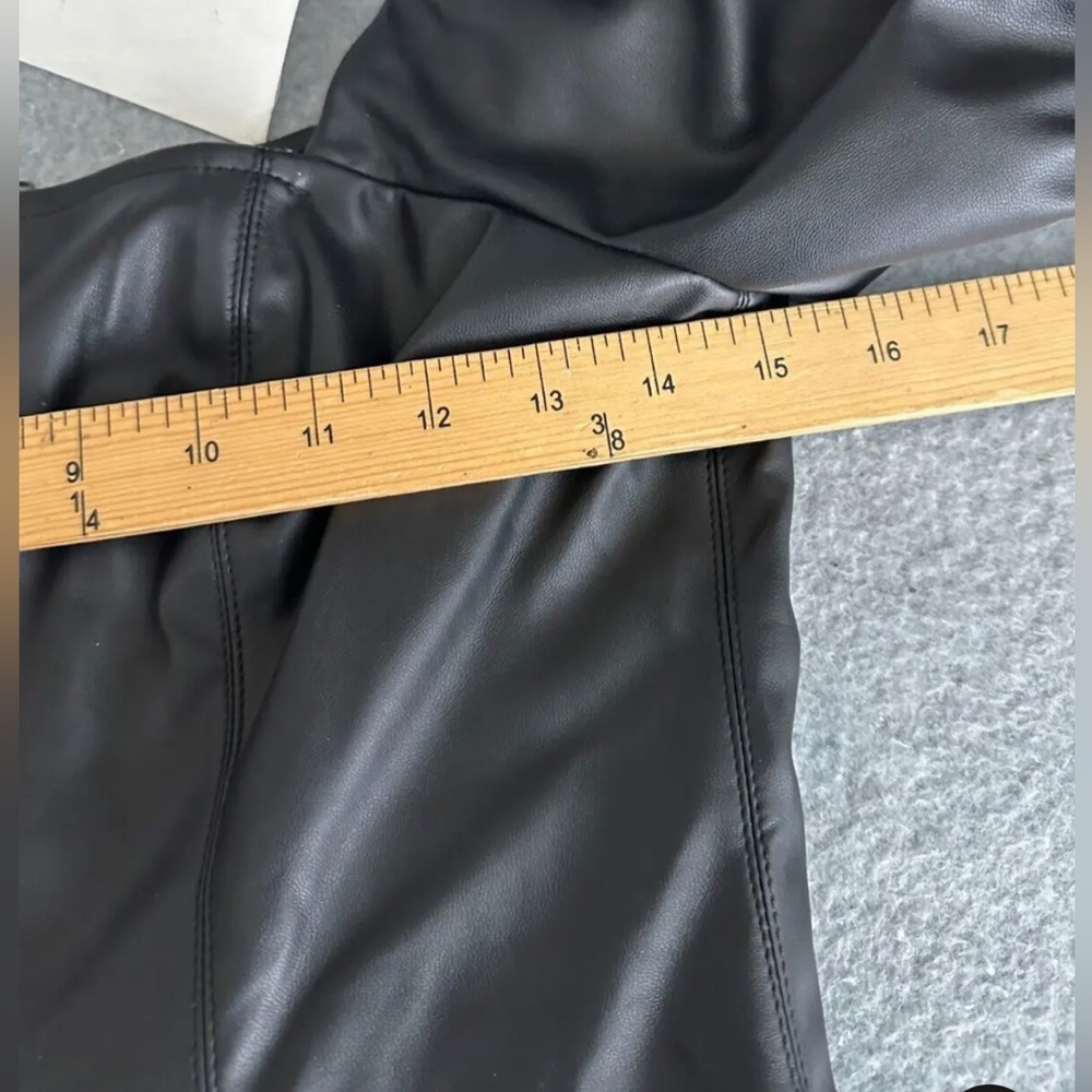 Roxberi Women Black Mini Dress M Vegan Faux Leather Puff Sleeves NEW - Picture 5 of 7